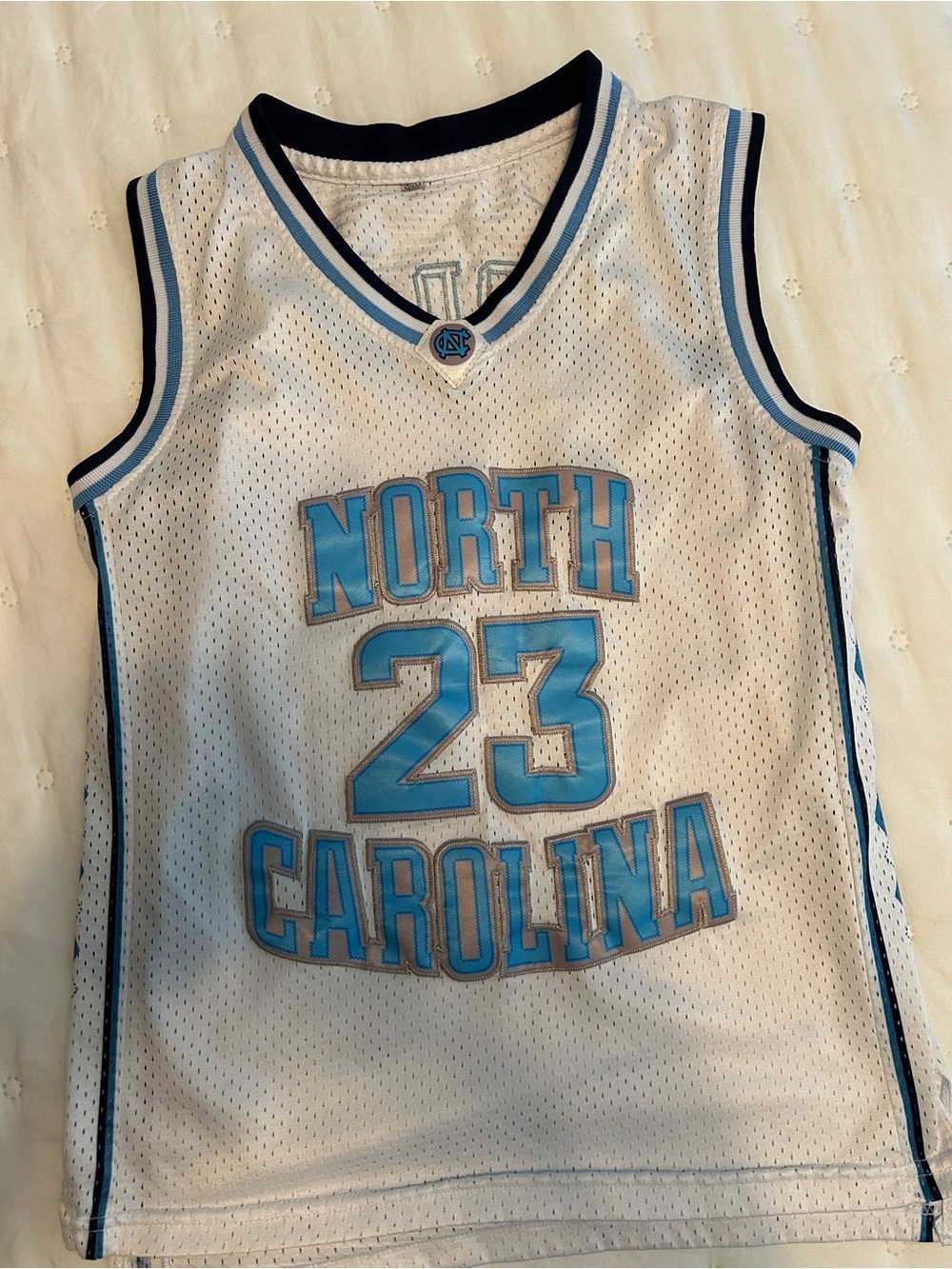 North Carolina Michael Jordan #23 Basketball Jersey in White and Carolina Blue